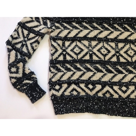 Cliche Couture Womens Pullover Chunky Sweater Geometric Pattern Medium M Gray - Picture 3 of 12